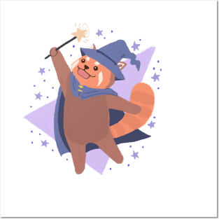 Cute Wizard Red Panda Drawing illustration Posters and Art